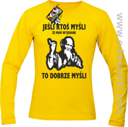 TYBETAŃSKI MNICH - JEŚLI ktoś myśli że mam wyjebane to dobrze myśli - Longsleeve męski żółty