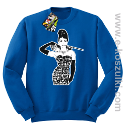 audrey hepburn RETRO-ART - bluza bez kaptura STANDARD niebieska