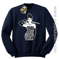 audrey hepburn RETRO-ART - bluza bez kaptura STANDARD granatowa