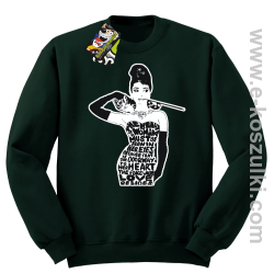 audrey hepburn RETRO-ART - bluza bez kaptura STANDARD butelkowa