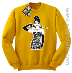 audrey hepburn RETRO-ART - bluza bez kaptura STANDARD żółta