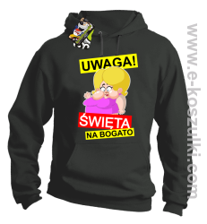 UWAGA Święta na Bogato Różowa Dżoana - bluza męska z kapturem szara