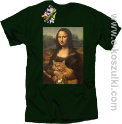 Mona Lisa z kotem - koszulka męska butelkowa