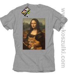 Mona Lisa z kotem - koszulka męska melanż 