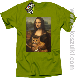 Mona Lisa z kotem - koszulka męska kiwi