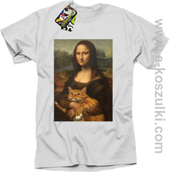 Mona Lisa z kotem - koszulka męska biała