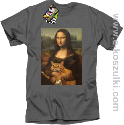 Mona Lisa z kotem - koszulka męska szara