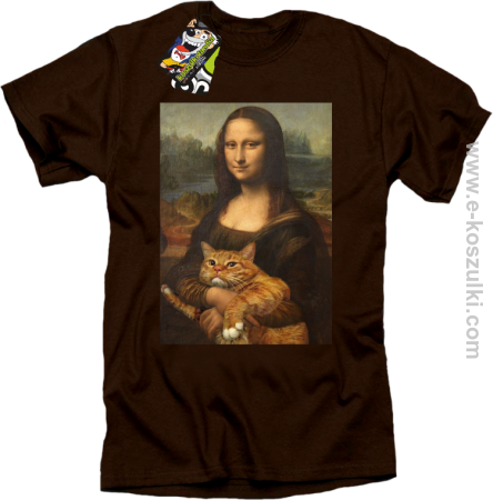 Mona Lisa z kotem - koszulka męska 