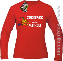 Cukierek albo psikus Hallowen - longsleeve męski czerwony