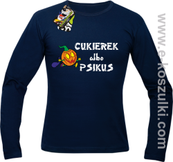 Cukierek albo psikus Hallowen - longsleeve męski granatowy 