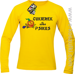 Cukierek albo psikus Hallowen - longsleeve męski żółty 