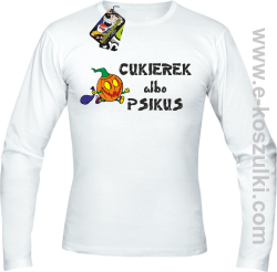 Cukierek albo psikus Hallowen - longsleeve męski biały 