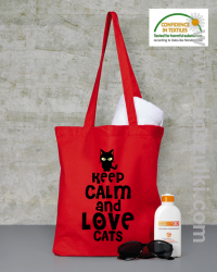 Keep Calm and Love Cats BlackFilo - torba eko czerwona