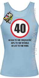 40 KM TO NIE ODLEGŁOŚĆ 40% to nie wódka 40 lat to nie wiek - top damski błękitny