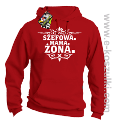 Szefowa Mama Żona - bluza z kapturem czerwona