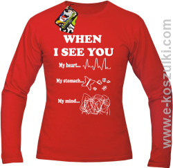 When I See you My Heart My Stomach My Mind - Longsleeve męski czerwony 