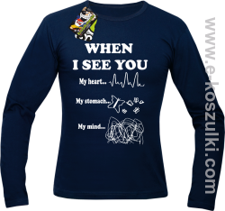 When I See you My Heart My Stomach My Mind - Longsleeve męski granatowy 