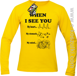 When I See you My Heart My Stomach My Mind - Longsleeve męski żółty