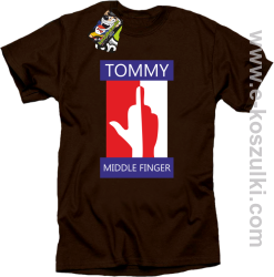 Tommy Middle Finger - koszulka męska brązowa