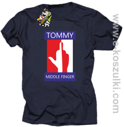 Tommy Middle Finger - koszulka męska granatowa