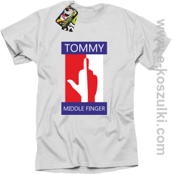 Tommy Middle Finger - koszulka męska biała