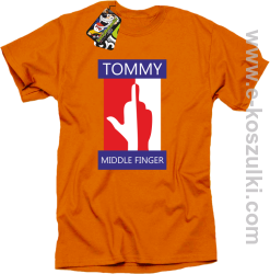 Tommy Middle Finger - koszulka męska pomarańczowa