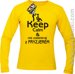 Keep Calm _ Nie zadzieraj z Fryzjerem - longsleeve męski żółty