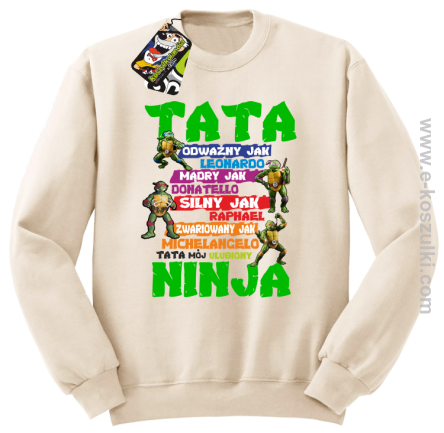 Tata Odważny jak Leonardo Żółwie NINJA Turtles - bluza bez kaptura STANDARD beżowa