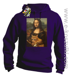 Mona Lisa z kotem - bluza z kapturem fioletowa