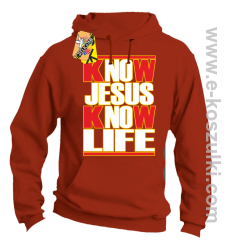 Know Jesus know life - Bluza z kapturem pomarańcz