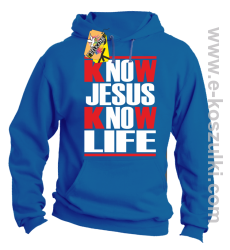 Know Jesus know life - Bluza z kapturem royal