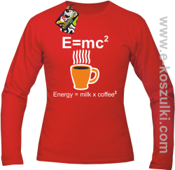 E=mc2 - Energy = Milk x Coffee 2 - Longsleeve męski czerwony