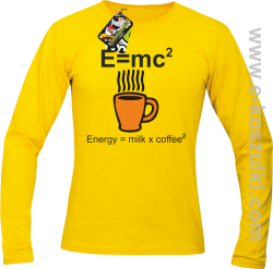 E=mc2 - Energy = Milk x Coffee 2 - Longsleeve męski żółty