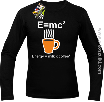 E=mc2 - Energy = Milk x Coffee 2 - Longsleeve męski czarny