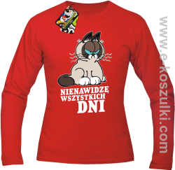 Nienawidzę wszystkich dni - longsleeve męski czerwony