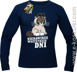 Nienawidzę wszystkich dni - longsleeve męski granatowy