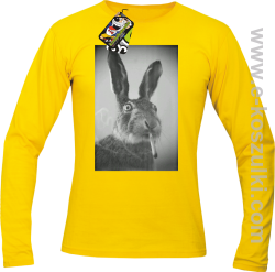 Zając z cygaretem - longsleeve męski żółty