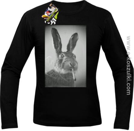 Zając z cygaretem - longsleeve męski czarny