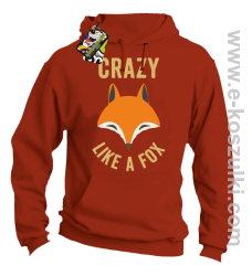 Crazy like a Fox - bluza z kapturem pomarańczowa