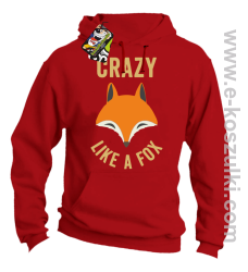 Crazy like a Fox - bluza z kapturem czerwona