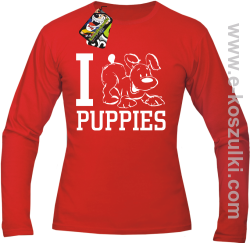 I Love Puppies - Longsleeve męski czerwony