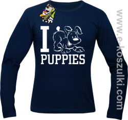 I Love Puppies - Longsleeve męski granatowy