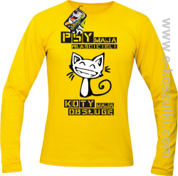 Psy mają właścicieli a koty mają obsługę - longsleeve męski żółty