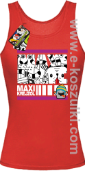 MAXI Krejzol Freaky Cartoon Red Doggy - top damski czerwony