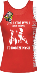 TYBETAŃSKI MNICH - JEŚLI ktoś myśli że mam wyjebane to dobrze myśli - top damski czerwony