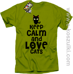 Keep Calm and Love Cats BlackFilo - koszulka męska kiwi