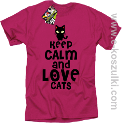 Keep Calm and Love Cats BlackFilo - koszulka męska różowa