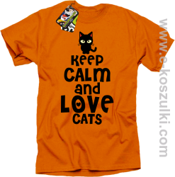 Keep Calm and Love Cats BlackFilo - koszulka męska pomarańczowa