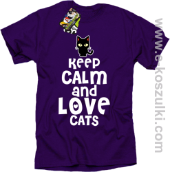 Keep Calm and Love Cats BlackFilo - koszulka męska fioletowa