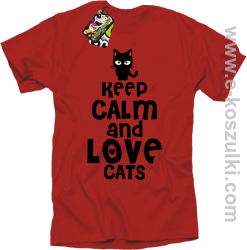 Keep Calm and Love Cats BlackFilo - koszulka męska czerwona